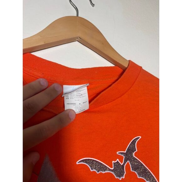 Bobbie Brooks Halloween T shirt VTG Ghost Graphic Boo Size XL Orange Spooky Bats - Picture 4 of 5